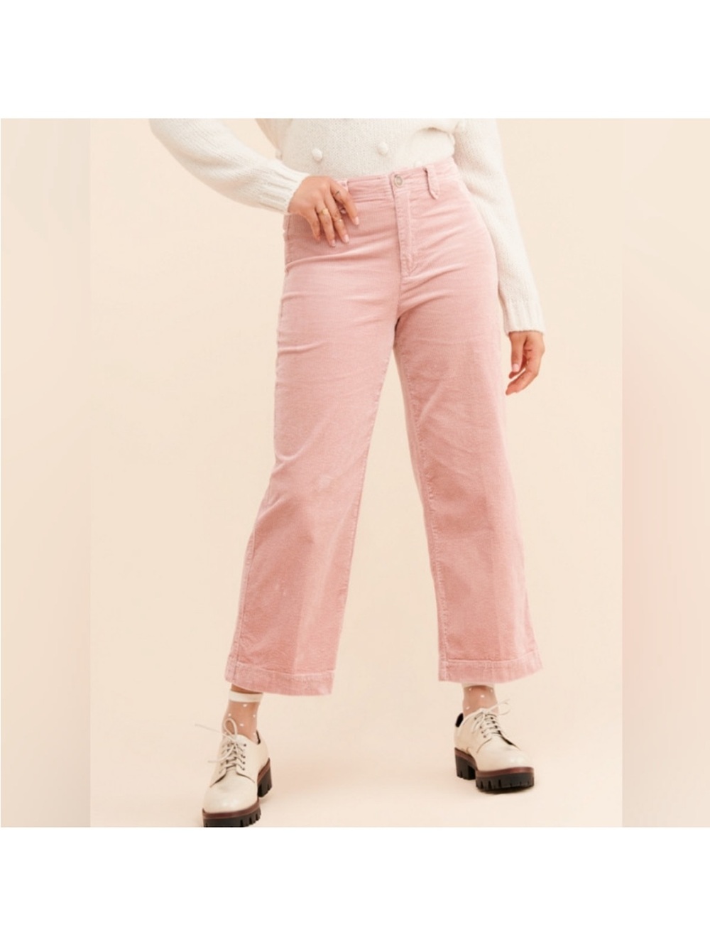 Paige Corduroy Pants Womens Dusty Rose Wide Leg Size 32